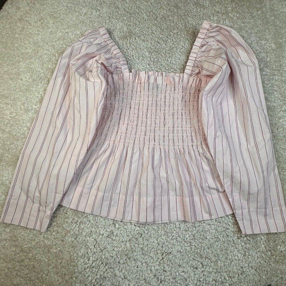 Ganni Shrinking Violet Pink Cotton Smock Top Blouse - Picture 3 of 10